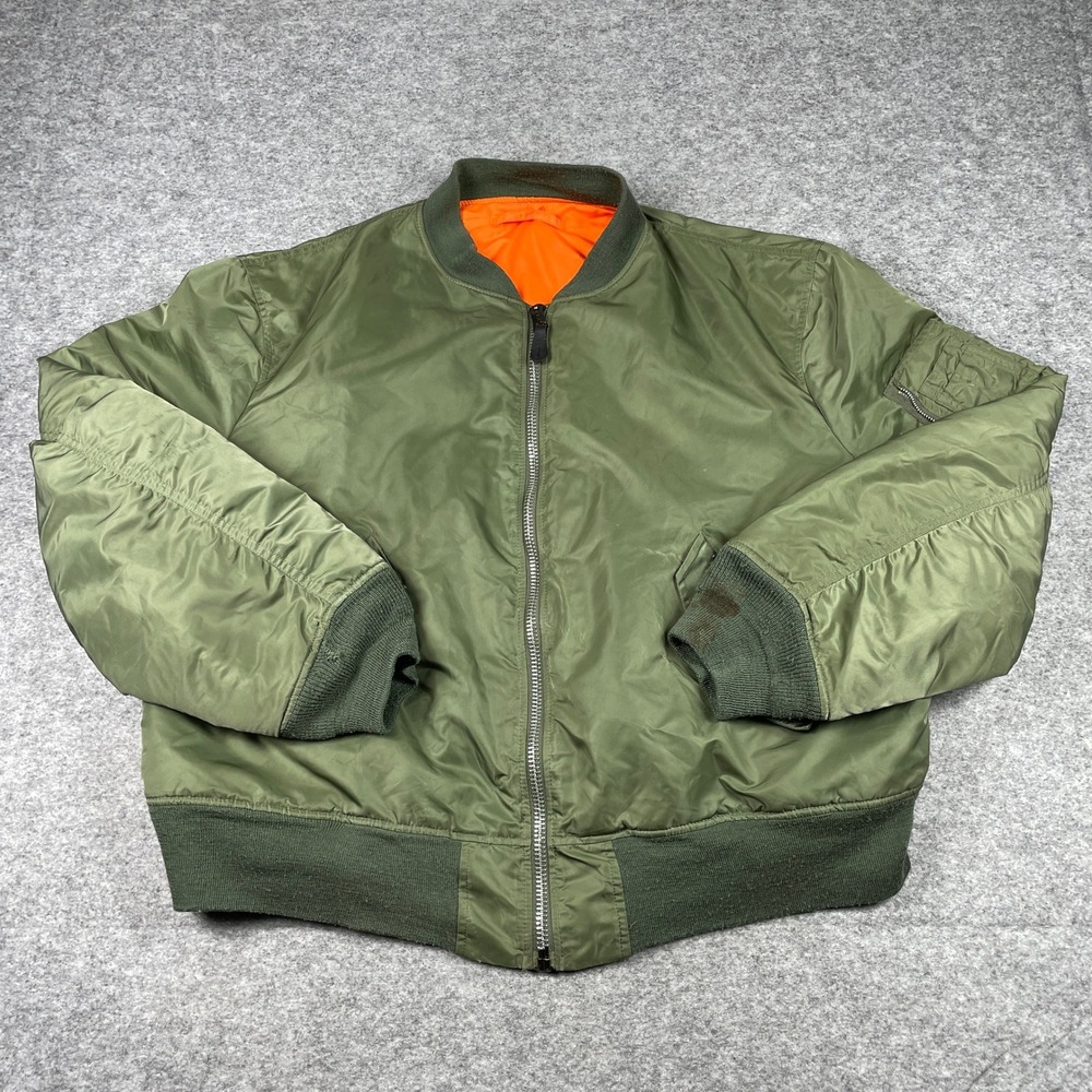 Vintage 80s Alpha Industries MA-1 Flight Jacket Mens XXL Green Bomber Reversible